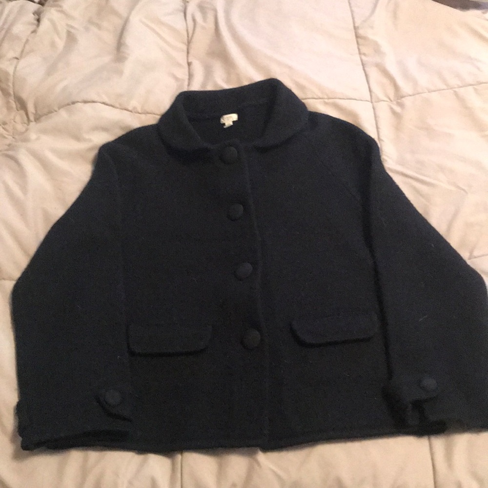 Jcrew Black Wool Button Sweater